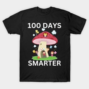 100 DAYS SMARTER Funny Colorful Mushroom Teacher Student School Party Design T-Shirt